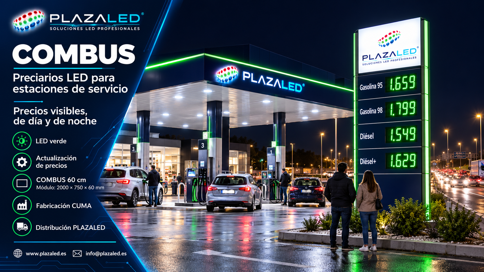 Panel LED COMBUS para gasolineras