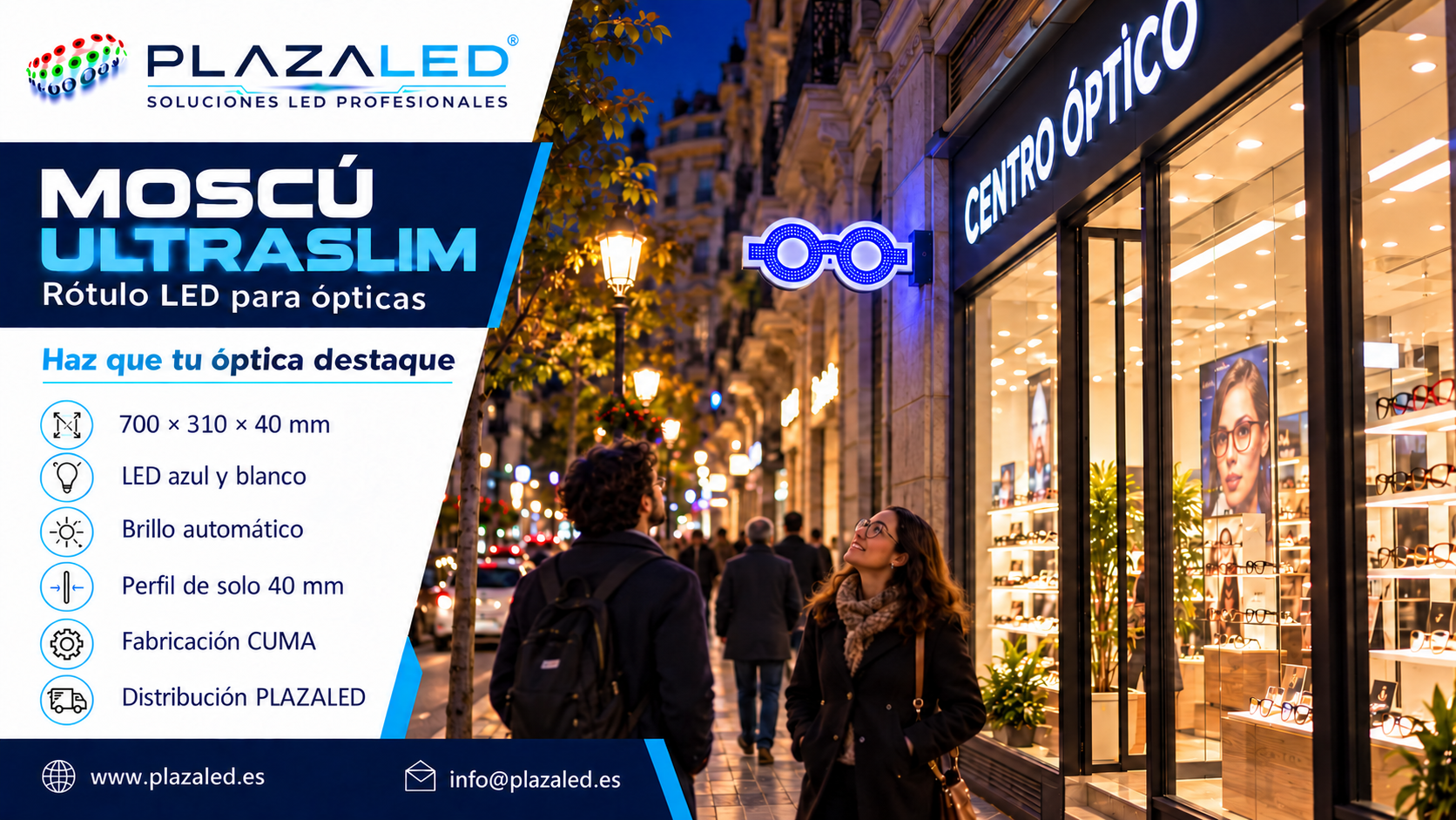 Rótulo LED para ópticas modelo MOSCÚ